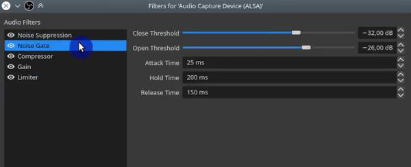 OBS Noise Gate Audio Capture Filter