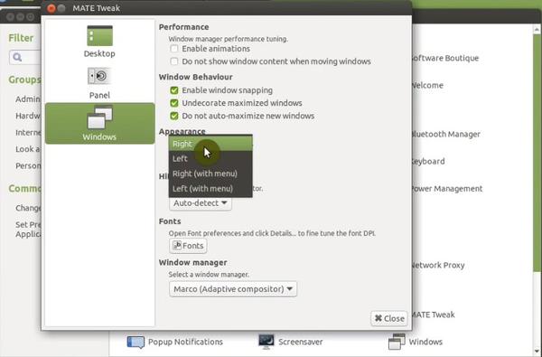 Ubuntu MATE window buttons placement