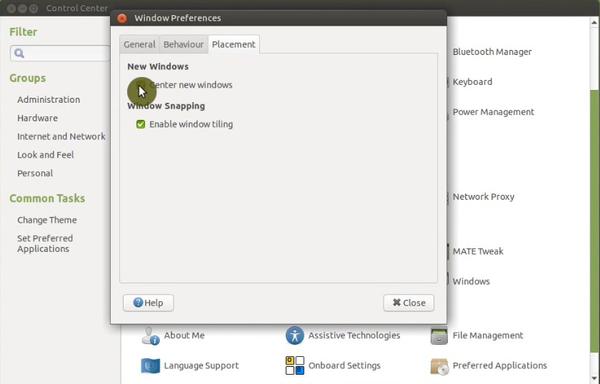 Ubuntu MATE making windows appear in the center of the screen