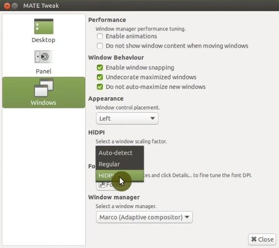 Ubuntu MATE setting hidpi display