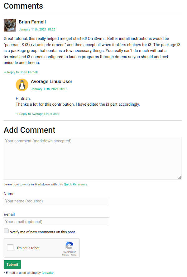 Staticman commenting system