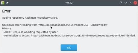 OpenSUSE error when adding Packman community
repository