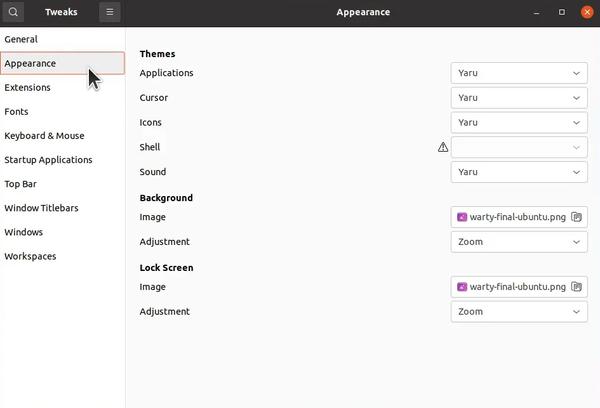 GNOME Tweaks on Ubuntu 21.04