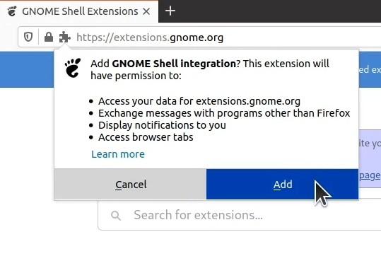 Installing GNOME Extensions browser add-on