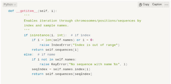 Notion code box with syntax highlighting for Python