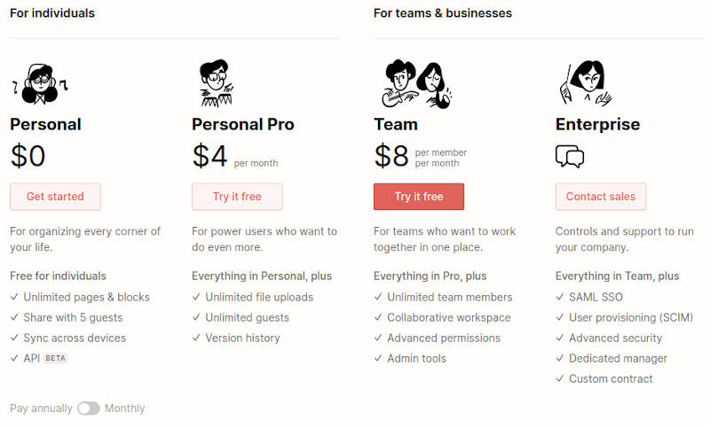 notion pricing template