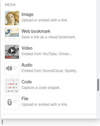How to add media and other things in Notion
