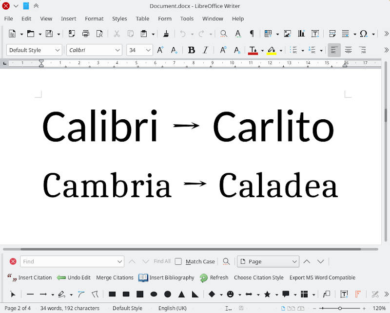 cambria font style