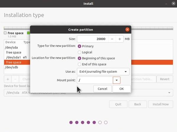 Ubuntu installer creating system partition
