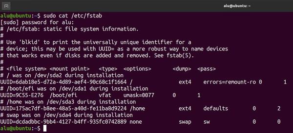 Post-installation manual partitioning confirmation with fstab