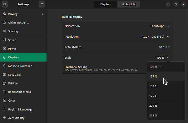 Hi-DPI Display Scaling Settings