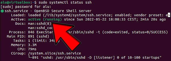 SSH server service is active