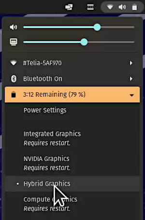 Hybrid Graphics option in the system tray