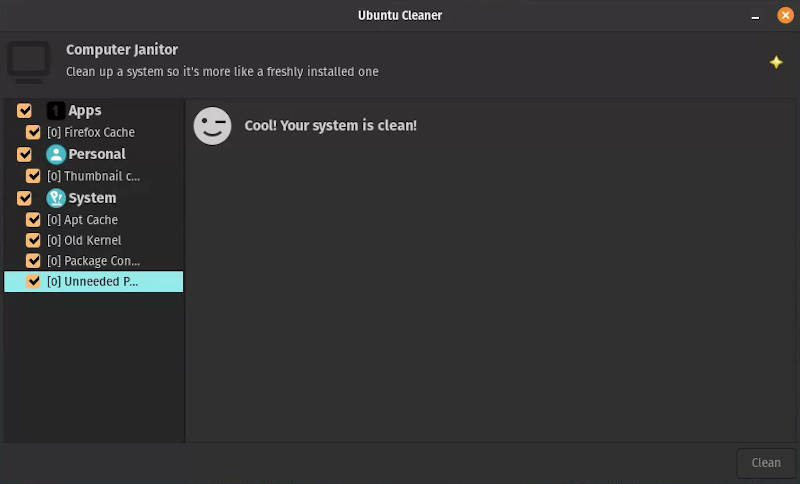 Ubuntu-Cleaner in Pop!_OS