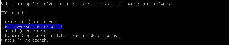 archinstall choose drivers
