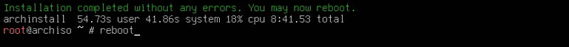 archinstall reboot