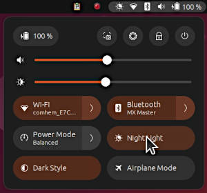 Tray menu in Ubuntu 23.04