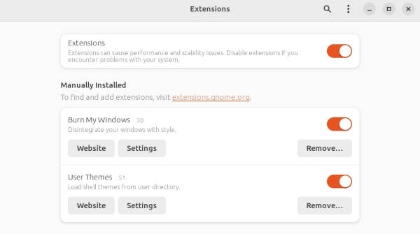 Extensions app