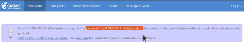 Message on extensions.gnome.org